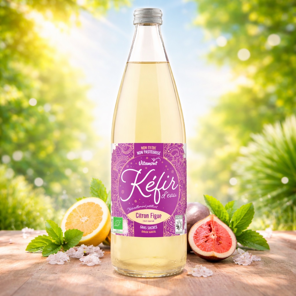 Kéfir d'eau Bio citron figue sans sucres ajoutés